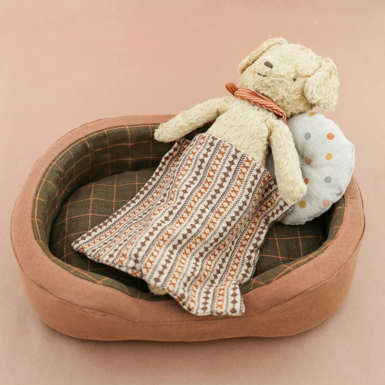 2023 Maileg Brown Plush Dog Basket