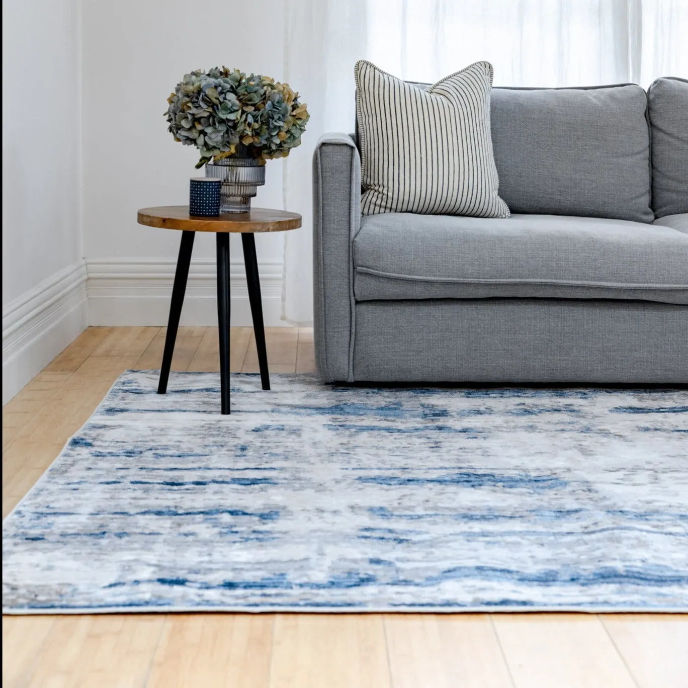 Antalya Blue Modern Distressed Rug