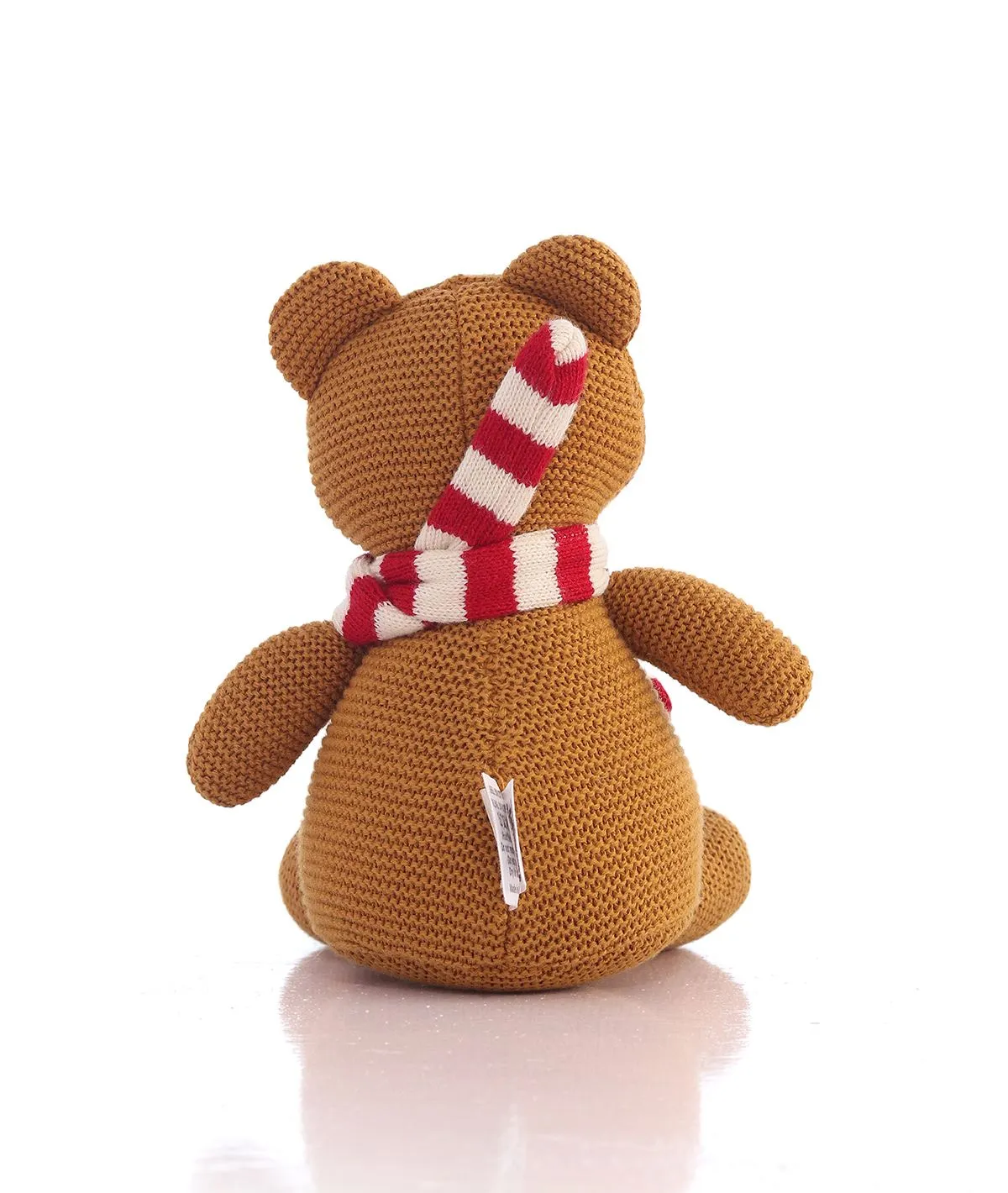 Baby Bear with Scarf Cotton Knitted Stuffed Soft Toy for Babies & Kids (Mustard, Red & Natural)