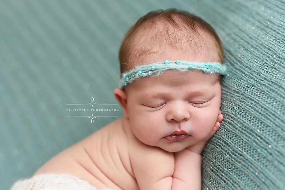 Baby Blue Pearls Mohair Halo Tieback Headband