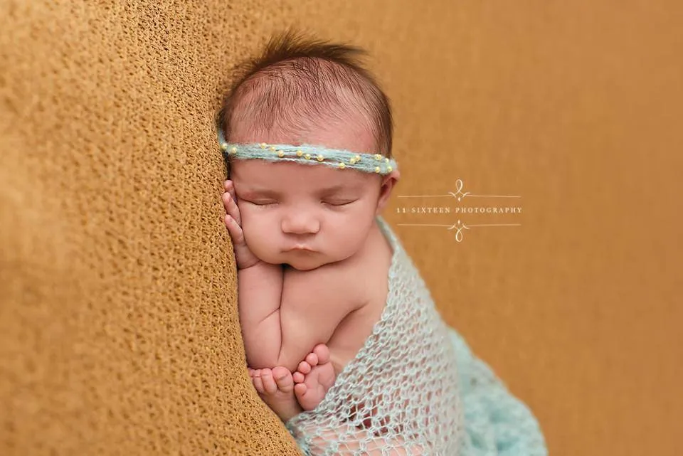 Baby Blue Pearls Mohair Halo Tieback Headband