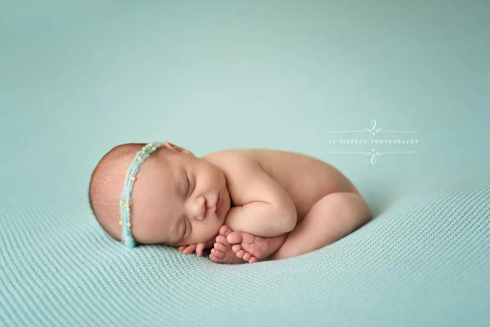 Baby Blue Pearls Mohair Halo Tieback Headband