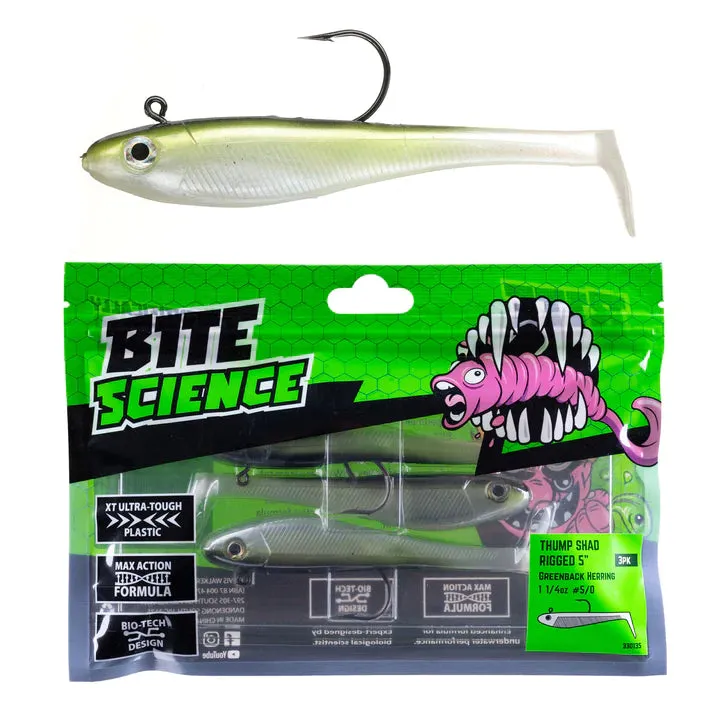 Bite Science Thump Shad Rigged 7/16oz  Jighead  1/0 hook