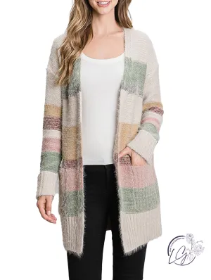 Block You Out Striped Cardigan