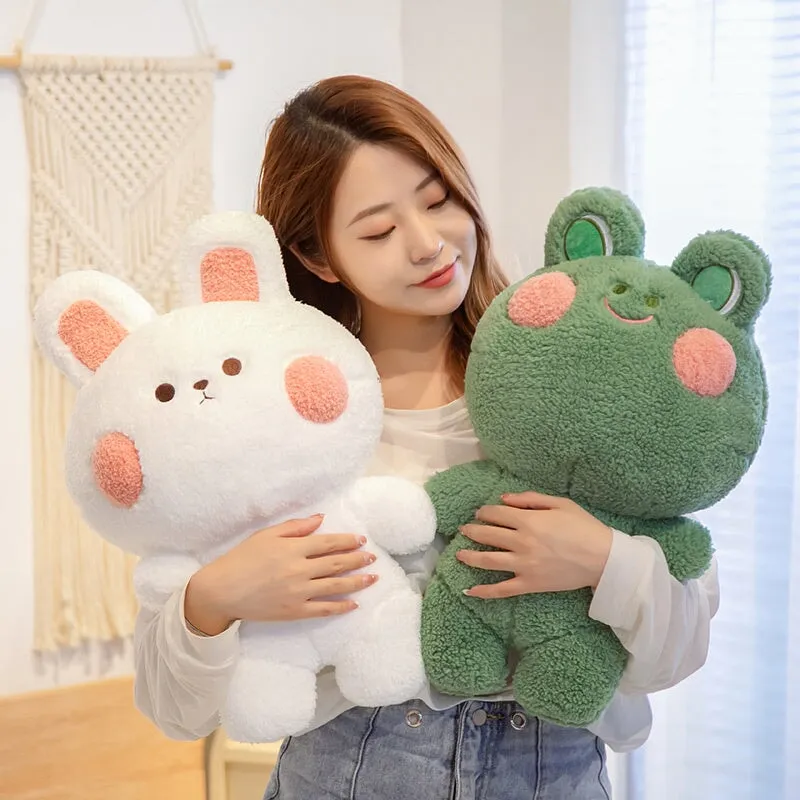 Blushing Kawaii Frog and Rabbit Stuffed Animals Friends Plushies