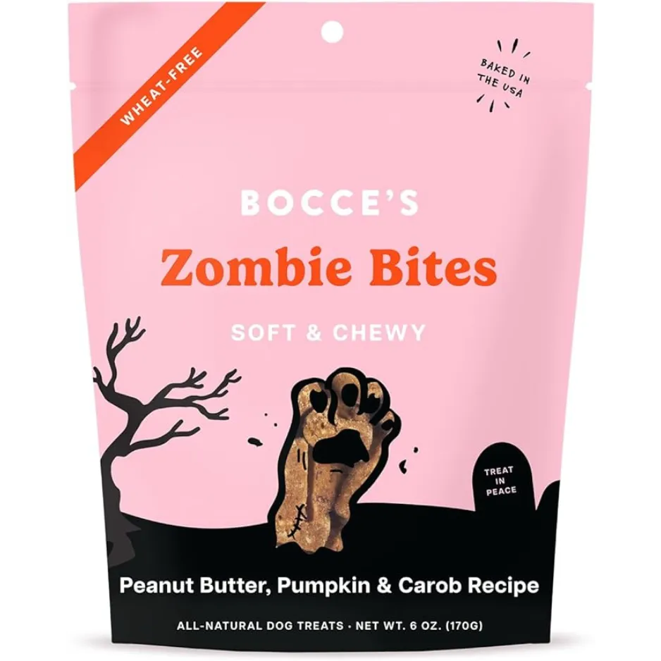 Bocce's Bakery Zombie Bites Pumpkin & Peanut Butter Flavor Soft & Chewy Dog Treats, 6 oz