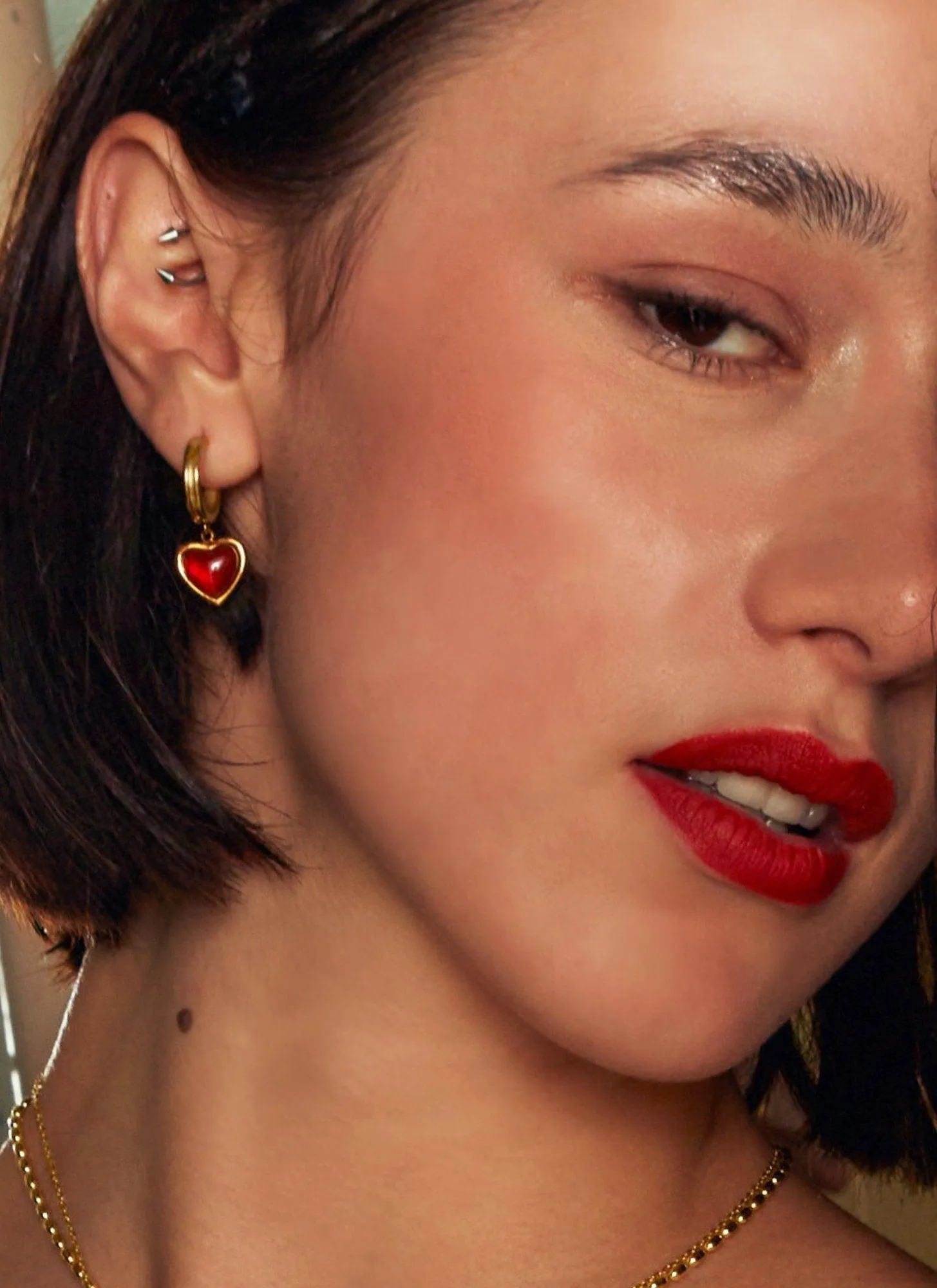 Carnelian Stone Hoop Earrings