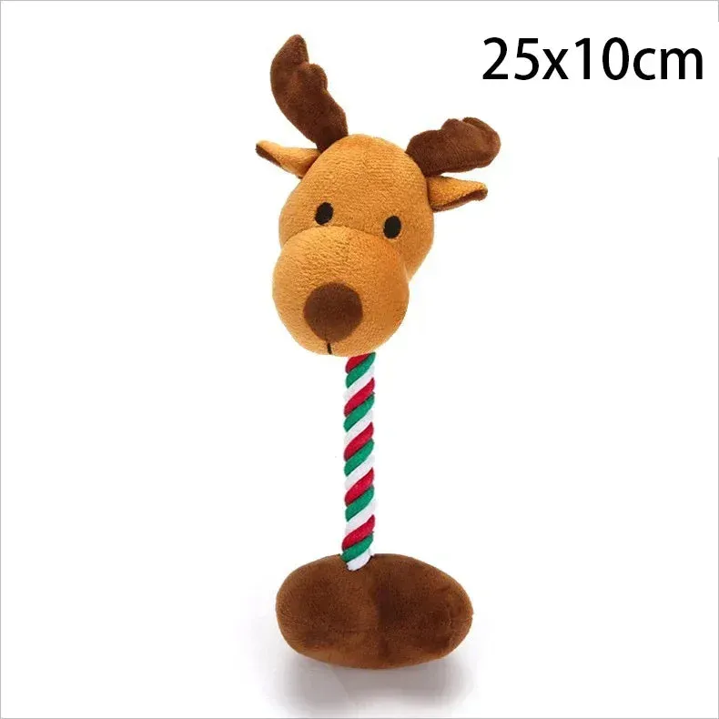 Christmas Plush Squeak Toys for Pets – Festive Dog Chew Toys with Santa, Elk, Gingerbread, and Donut Designs