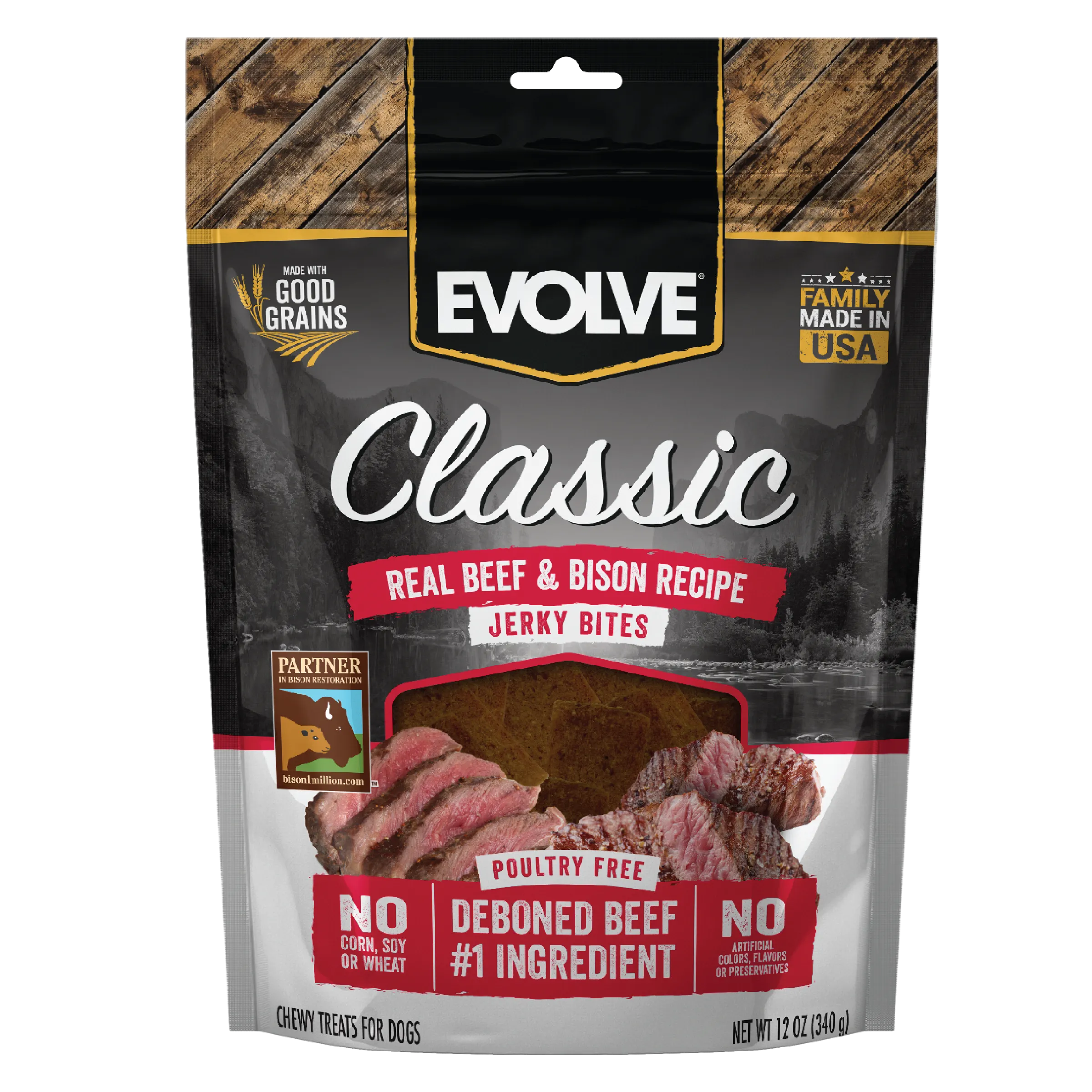 Classic Beef & Bison Jerky Bites | 12 oz | Evolve