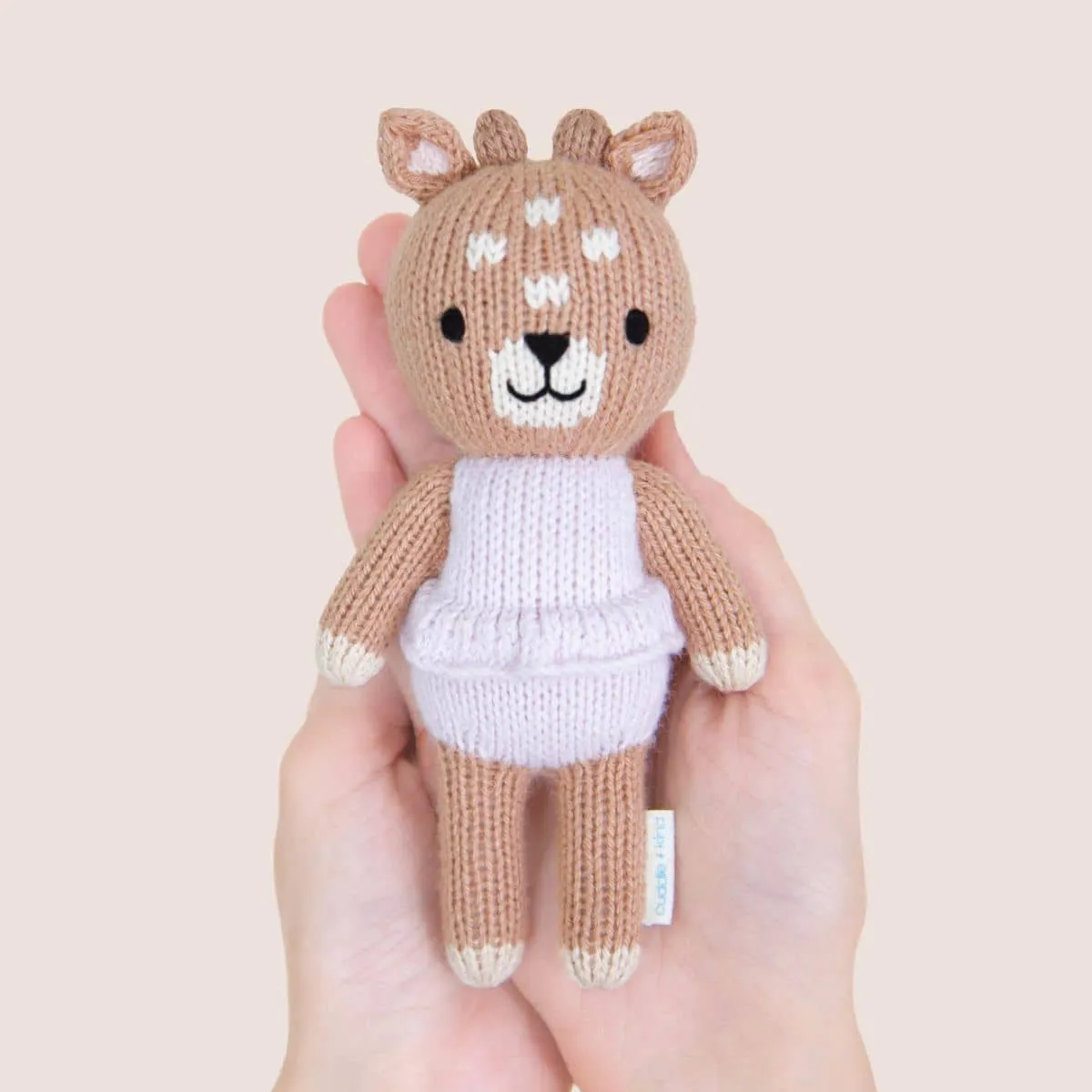 Cuddle   Kind Hand-Knit Doll - Tiny Violet the Fawn