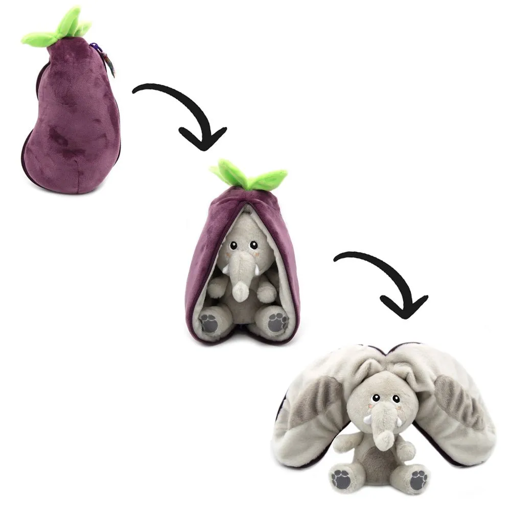 Flipetz Reset the Elephant/Aubergine  2-in-1 Soft Plush Collectable