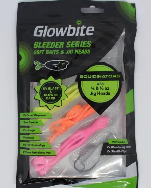 GLOWBITE - BLEEDER SERIES SOFT BAITS & JIG HEADS - SQUIDINATORS