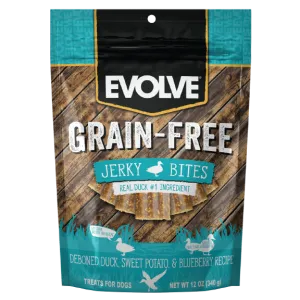 Grain Free Duck, Sweet Potato & Blueberry Jerky Bites | 12 oz | Evolve