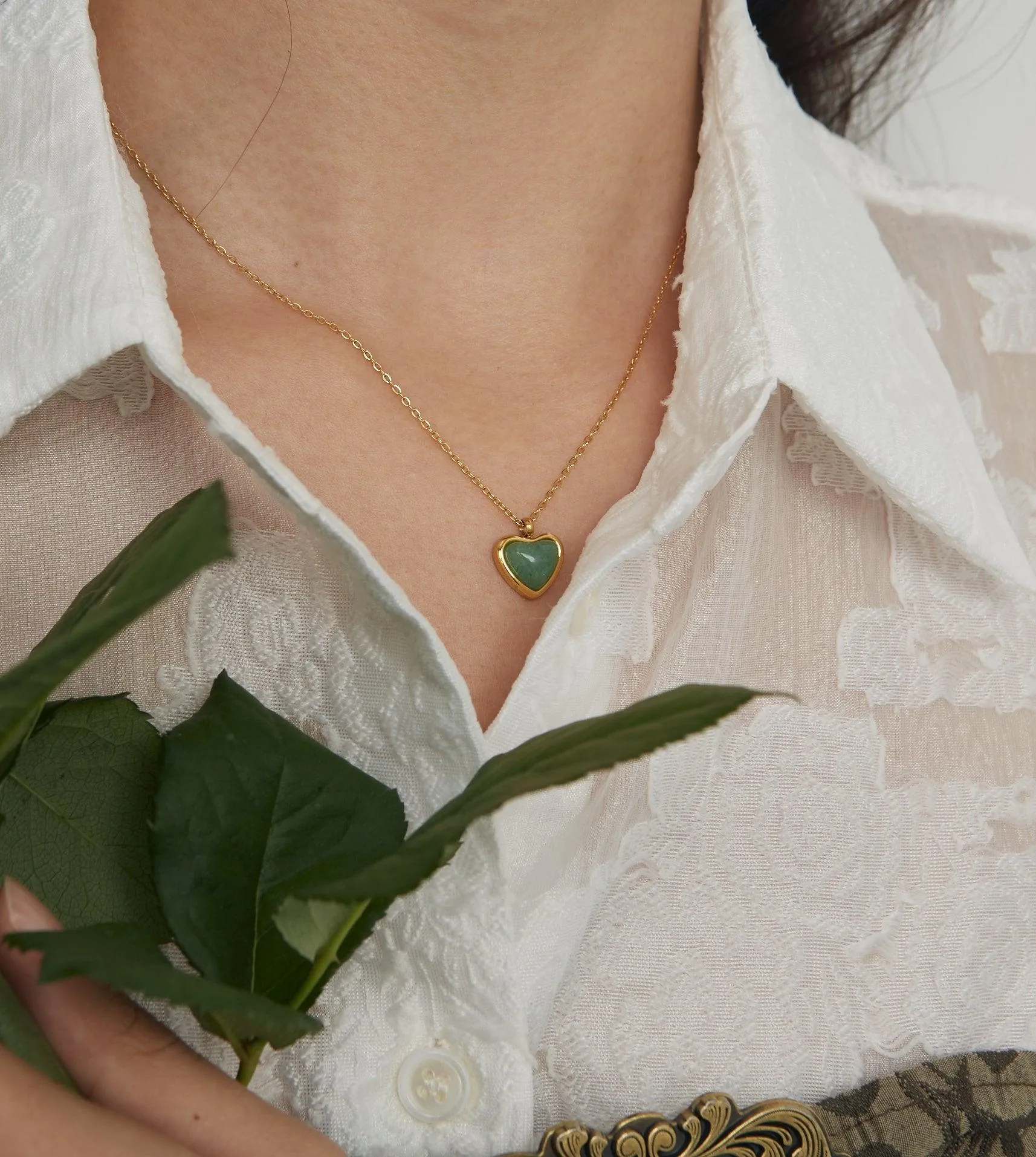 Green Aventurine Heart Necklace