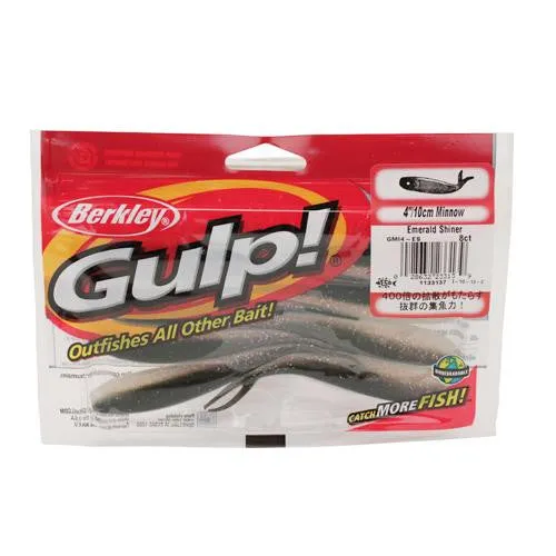 Gulp! Minnow Soft Bait - 4" Length, Emerald Shiner, Per 8