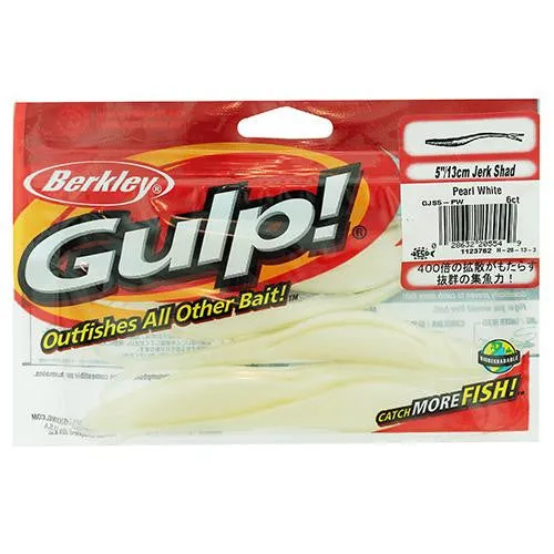 Gulp! Saltwater Jerk Shad Soft Bait - 5" Length, Pearl White, Per 5