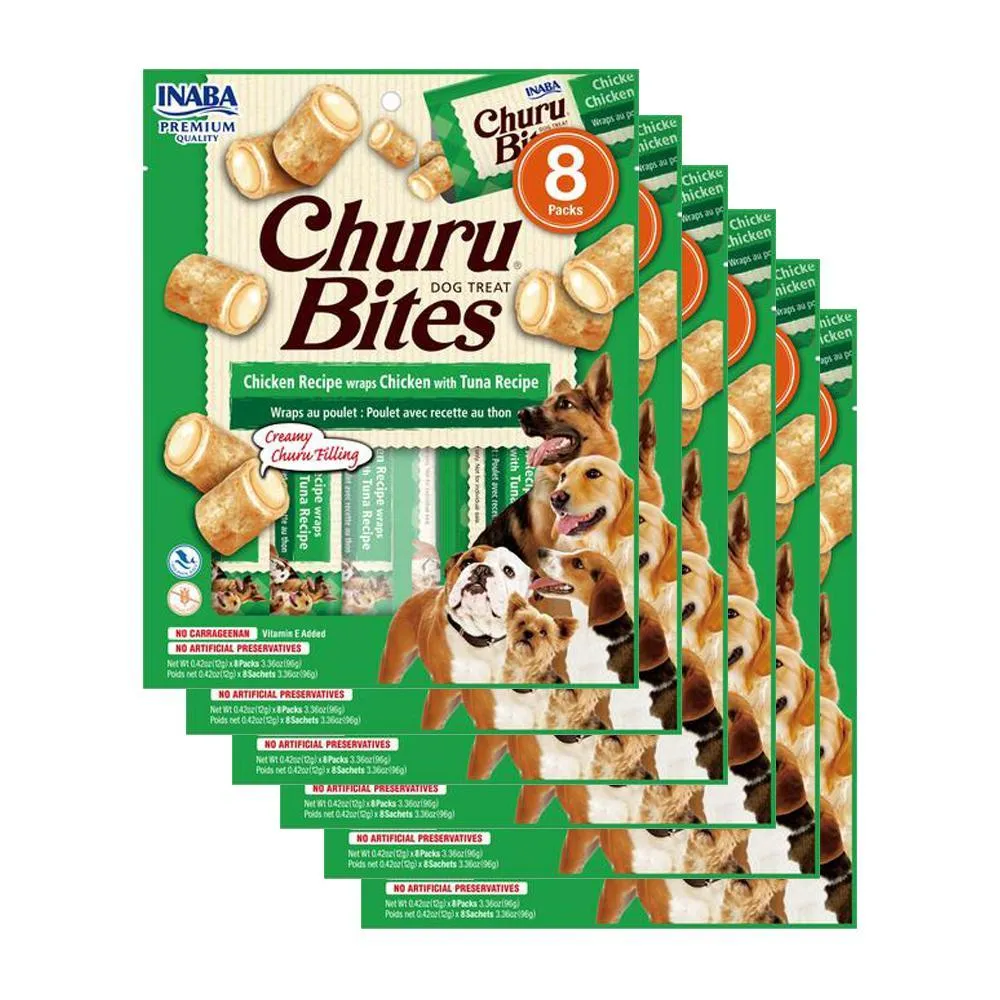 Inaba Churu Bites Chicken Wraps with Tuna Dog Treats 96g x 6***