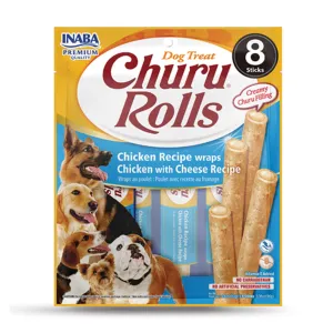 Inaba Churu Rolls Chicken with Cheese Dog Treats 8pk