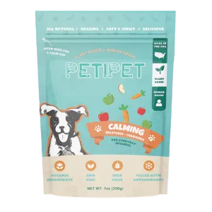 Petipet Calming Bites with Melatonin   Chamomile Apple & Carrot Flavored Soft Chew Calming Supplement for Dogs, 7-oz bag