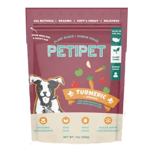 Petipet Turmeric Bites   Curcumin Apple & Carrot Flavored Soft Chew Anti-Inflammatory Supplement for Dogs, 7-oz bag