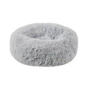 Plush Donut Faux Fur Calming Pet Nest - Grey - M