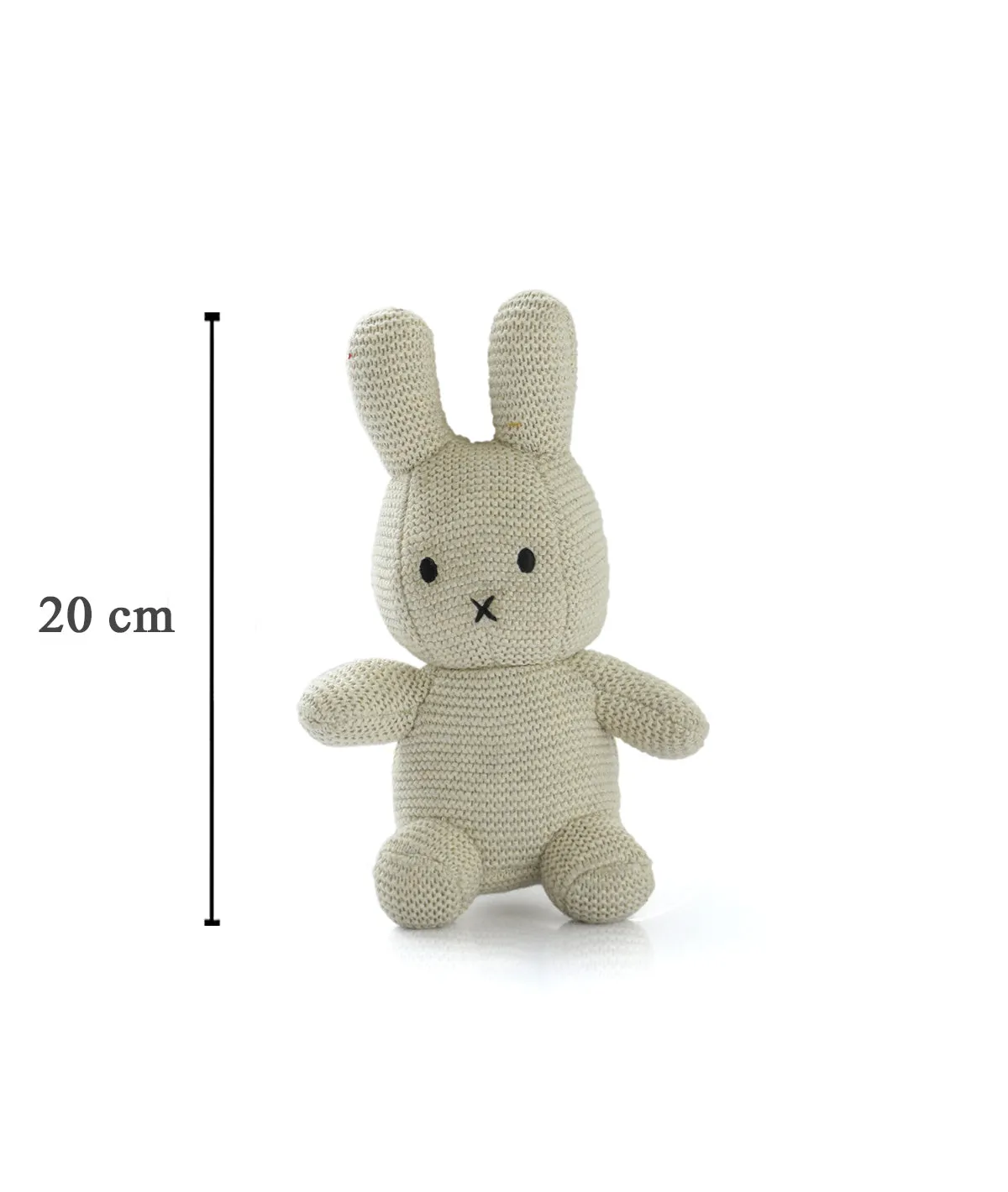 Rattle Bunny - Natural Melange Color 100% Cotton Knitted Stuffed Soft Toy for Babies / Kids (7" x 5")