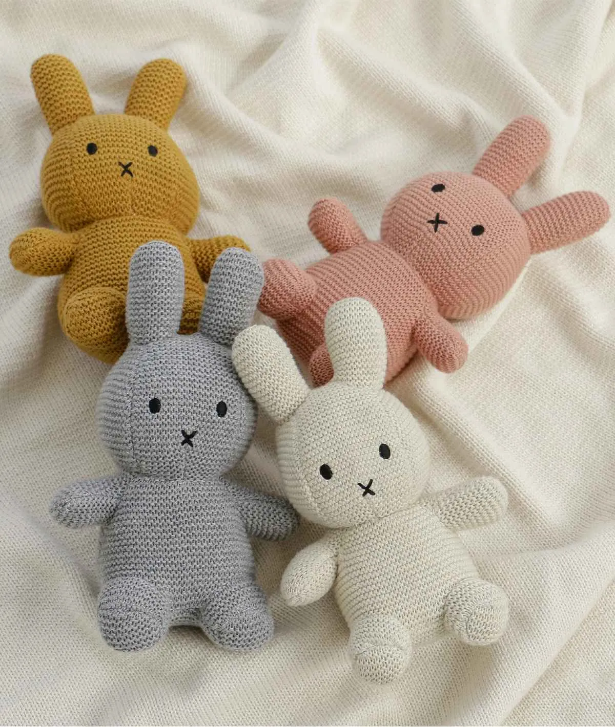 Rattle Bunny - Natural Melange Color 100% Cotton Knitted Stuffed Soft Toy for Babies / Kids (7" x 5")