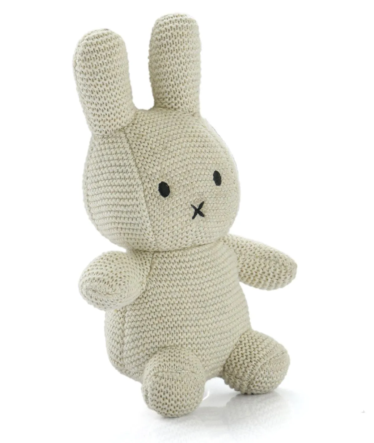 Rattle Bunny - Natural Melange Color 100% Cotton Knitted Stuffed Soft Toy for Babies / Kids (7" x 5")