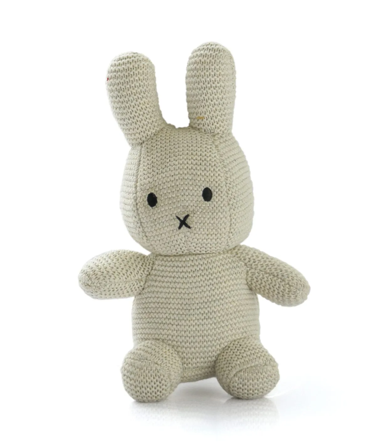 Rattle Bunny - Natural Melange Color 100% Cotton Knitted Stuffed Soft Toy for Babies / Kids (7" x 5")