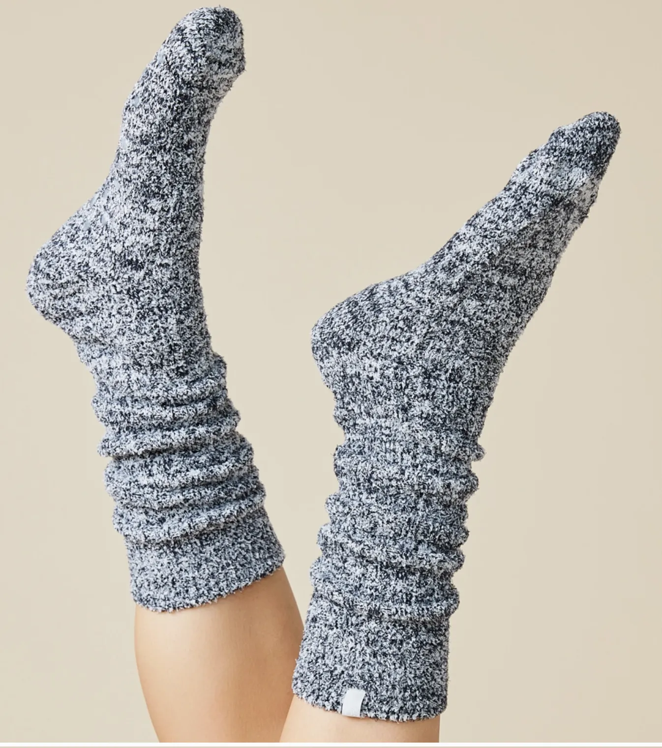 Slouchy Marshmallow Socks with Grippers -Heather Black