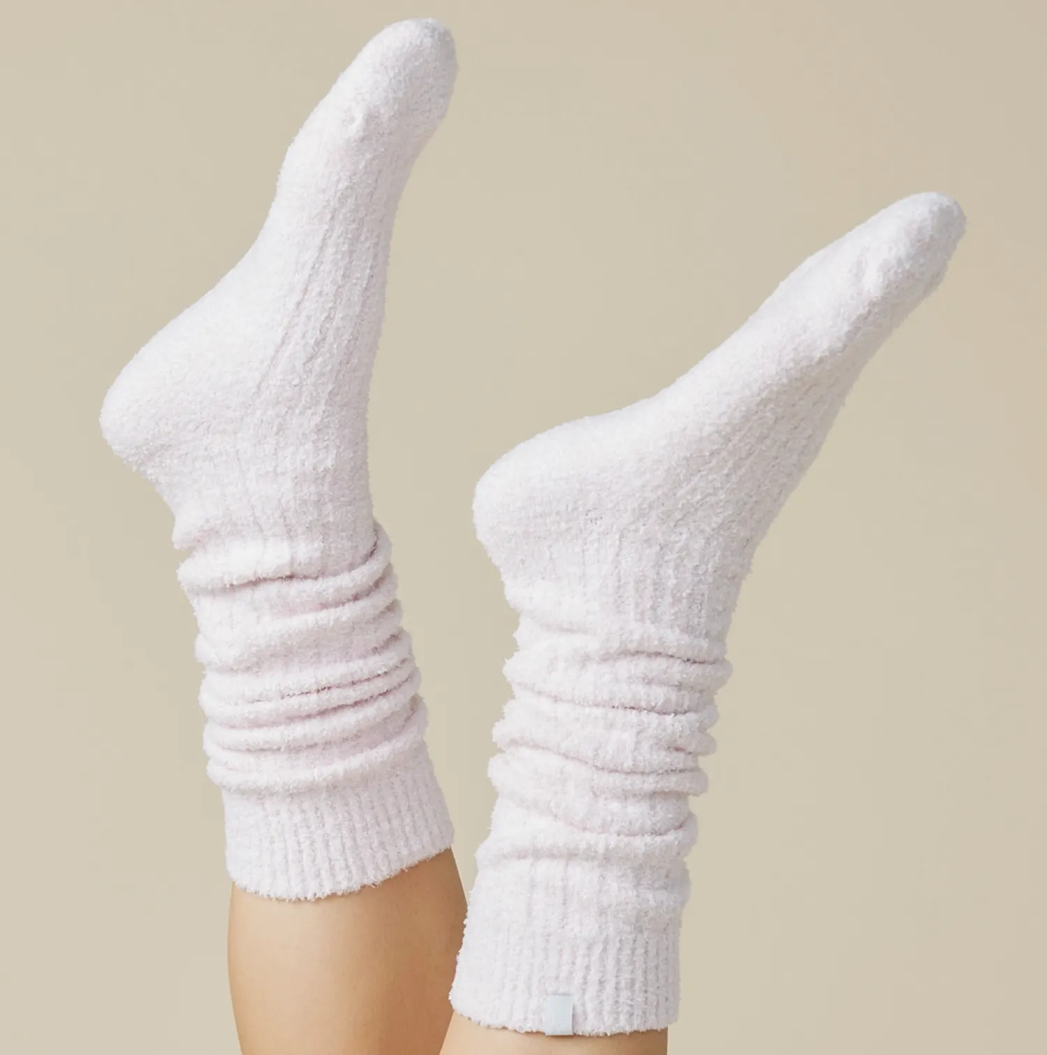 Slouchy Marshmallow Socks with Grippers -Heather Blush