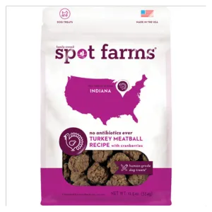 Spot Farms Turkey Meatball Recipe with Cranberries Dog Treats 12.5 oz Bag