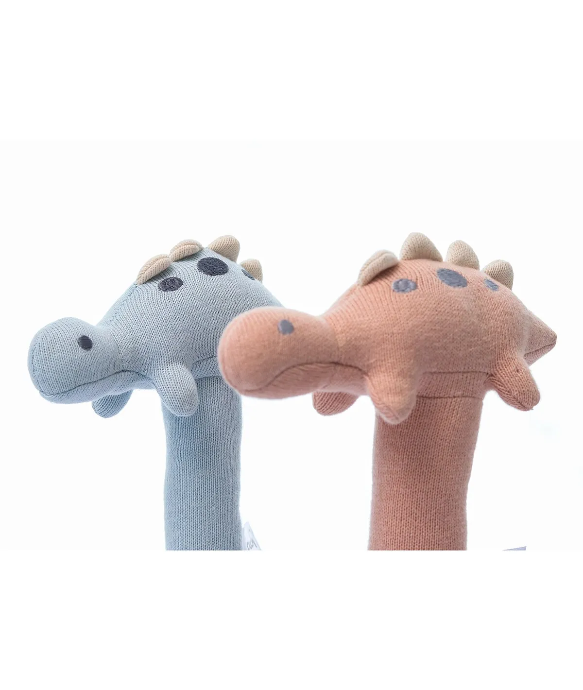 Stego Dino Cotton Knitted Stuffed Soft Rattle Toy (Baby Pink)