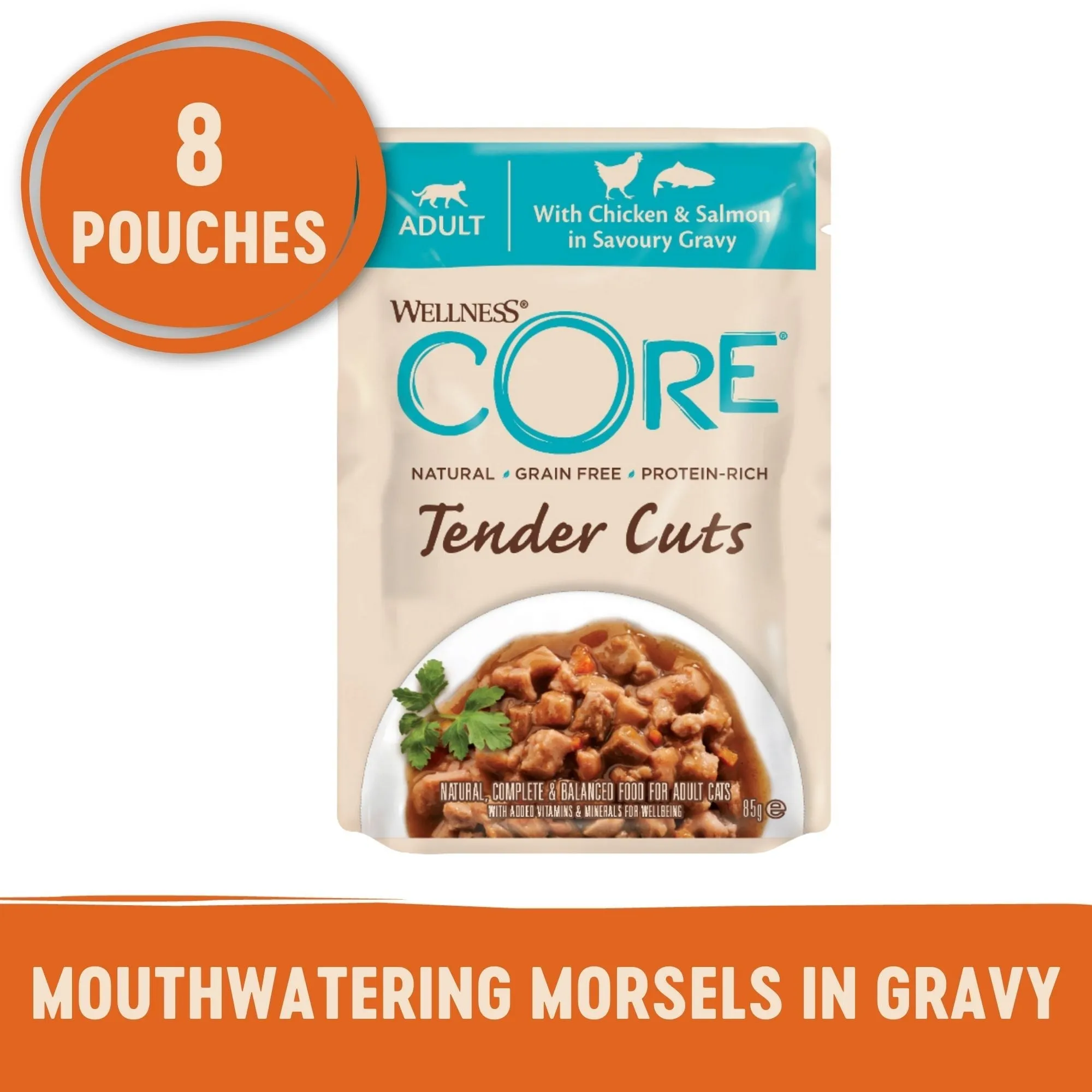 Wellness CORE Tender Cuts with Chicken and Salmon in Gravy Wet Cat Food 85g x 8