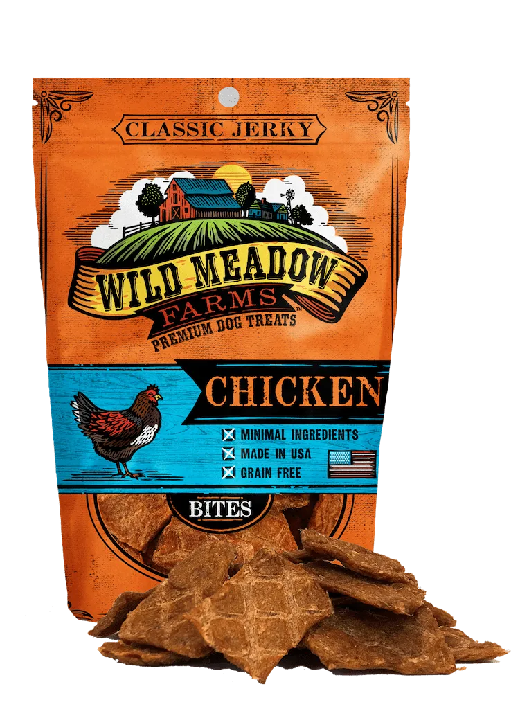 Wild Meadow Farms Classic Chicken Jerky Bites Treats for Dogs