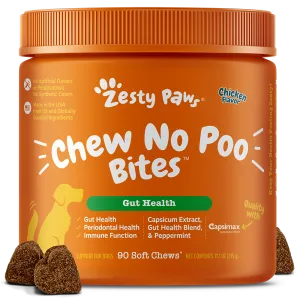 Zesty Paws Dog Chew No Poo Bites Gut Health Chicken 90soft chews