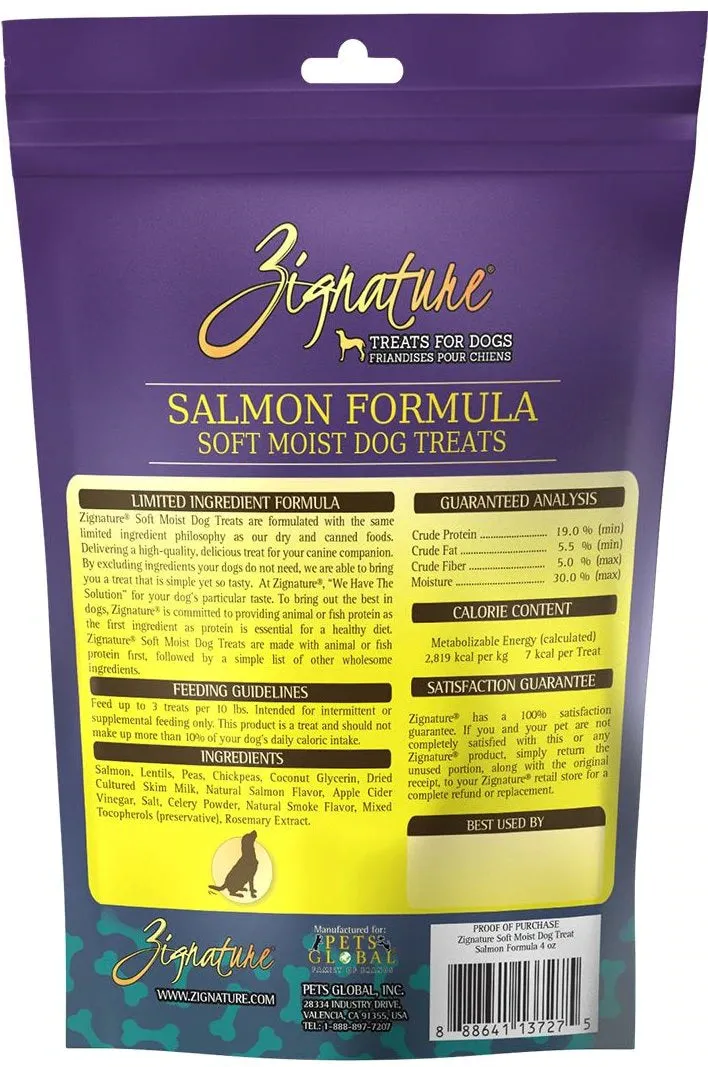 Zignature Salmon Formula Soft & Chewy Dog Treats 4 oz (OLD)