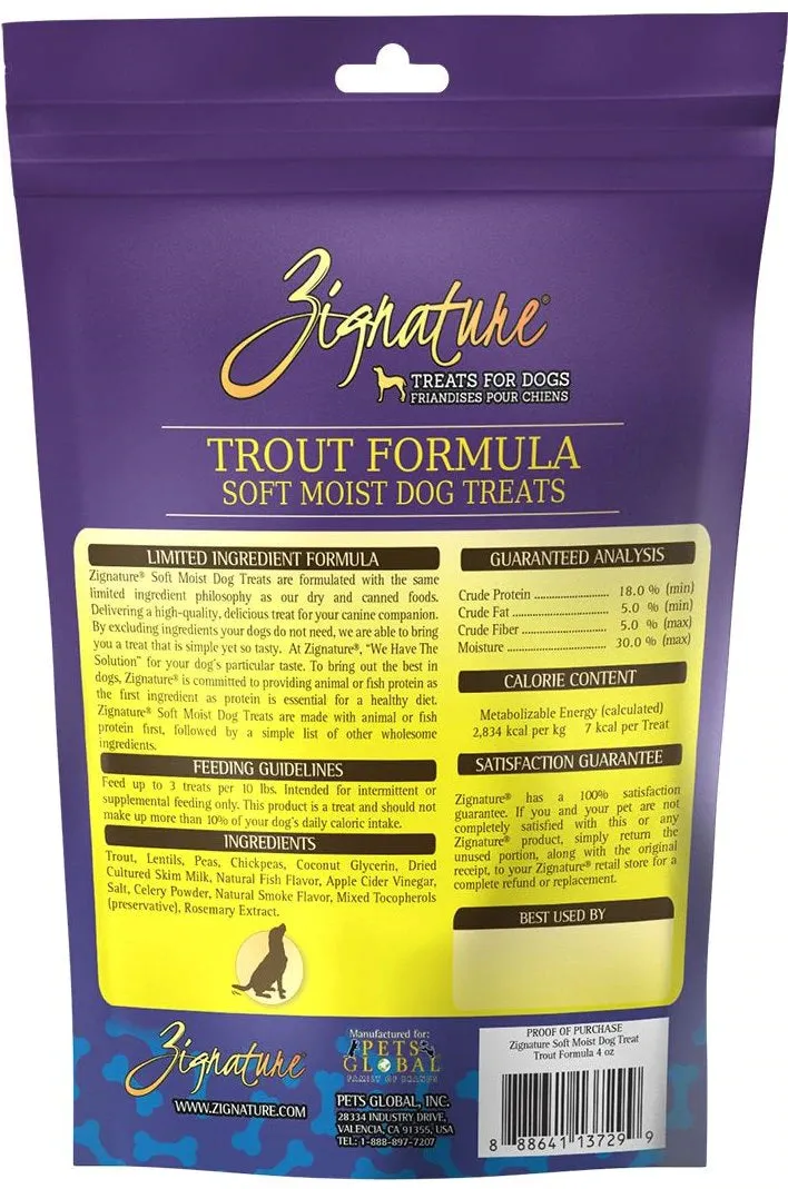 Zignature Trout Formula Soft & Chewy Dog Treats 4 oz (OLD)